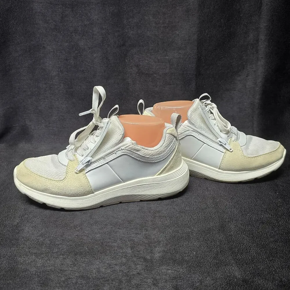 Vionic Athena Leather Lace-Up Side Zip Slip on Sneaker Shoe